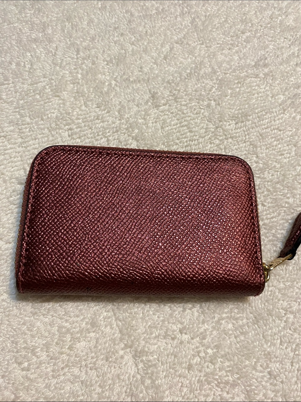 Coach Metallic Wine Zip Card Case Wallet - Picture 3 of 8